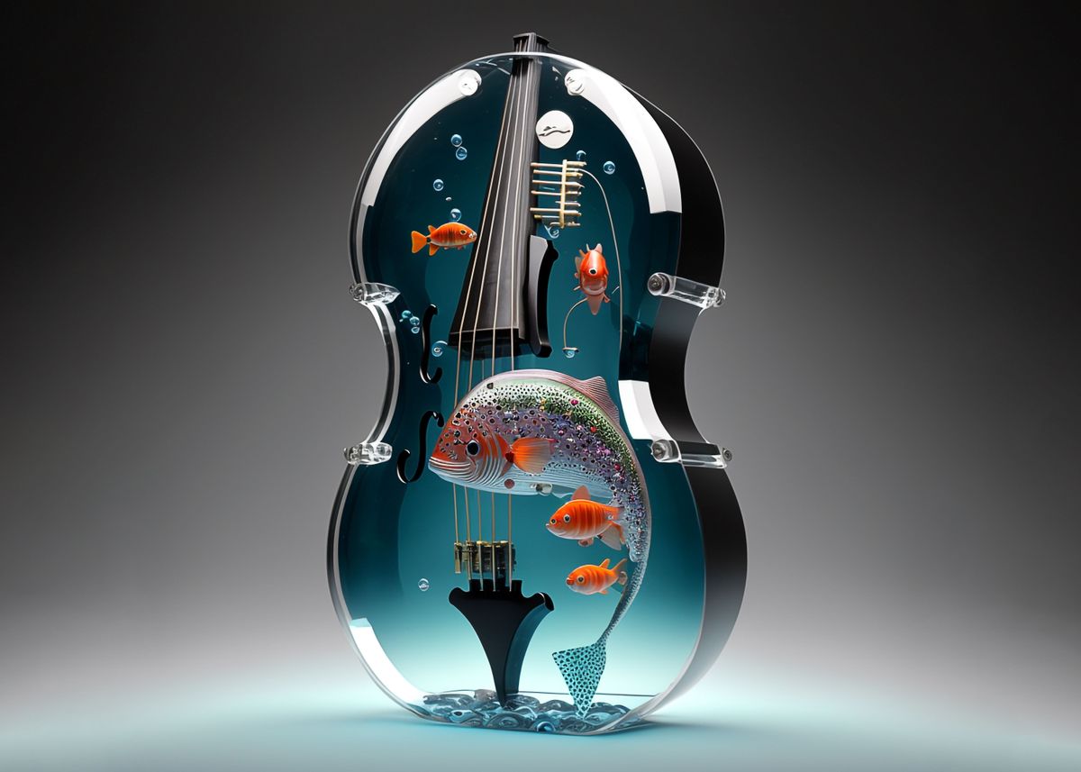 ‘Fish in Glass Violin’ Poster by Nehar Harpreet | Displate