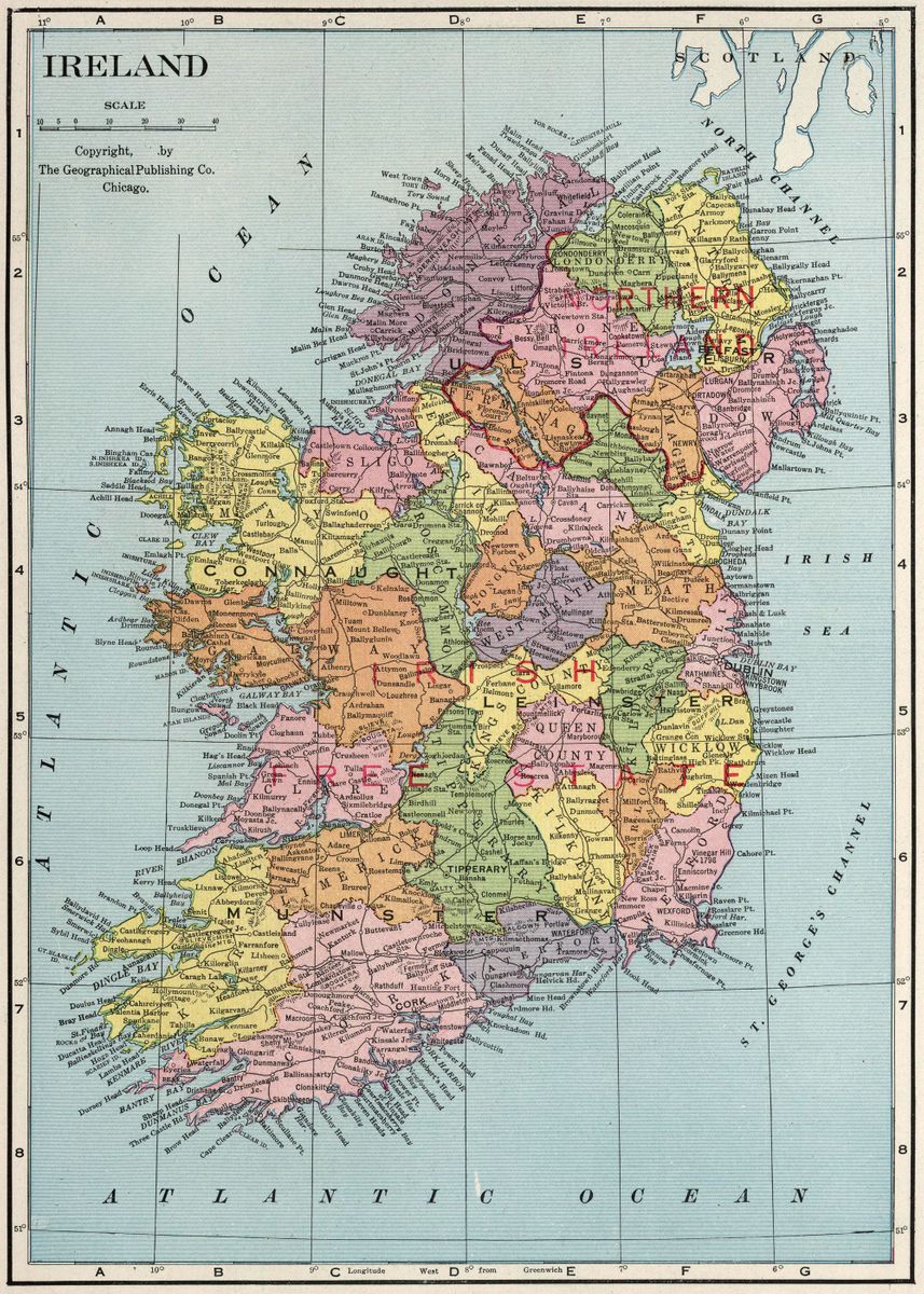 'Ireland map' Poster, picture, metal print, paint by Sam Kal | Displate