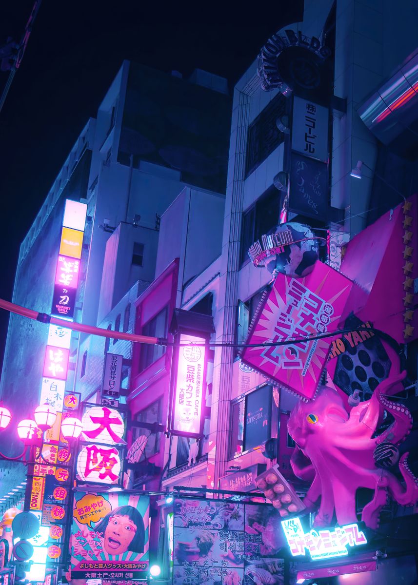 'Osaka Night Life' Poster, picture, metal print, paint by Benoit Barre ...