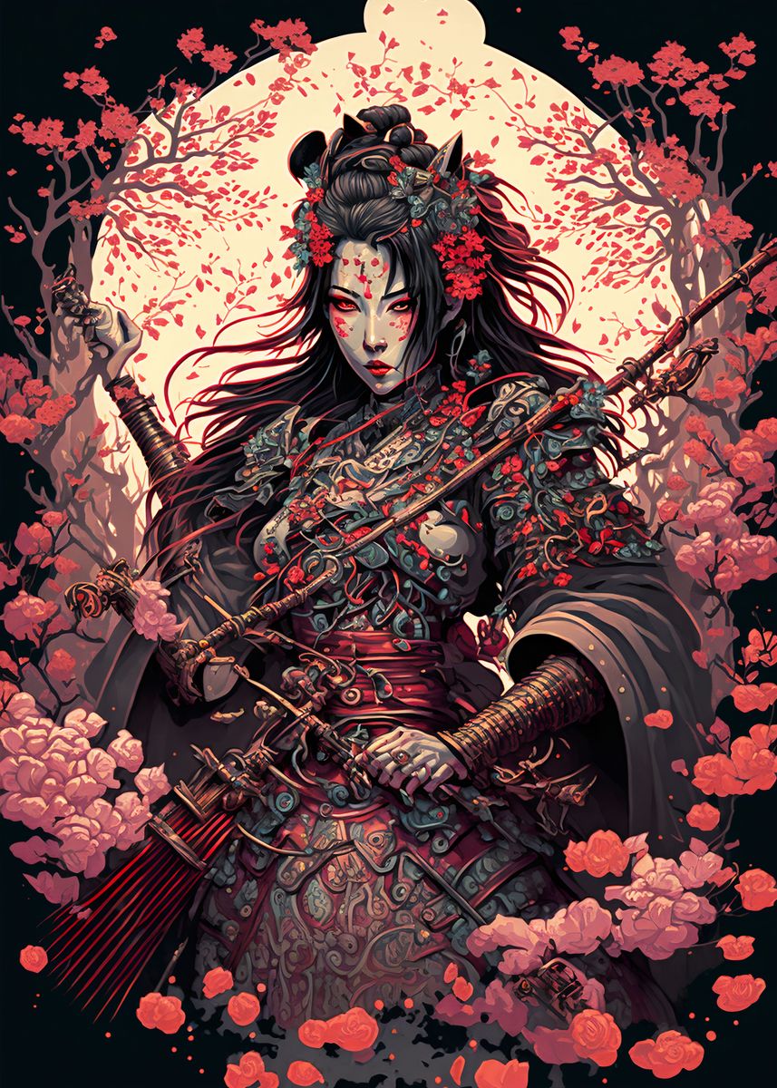 ' Geisha Samurai' Poster by Graphic Japanese | Displate