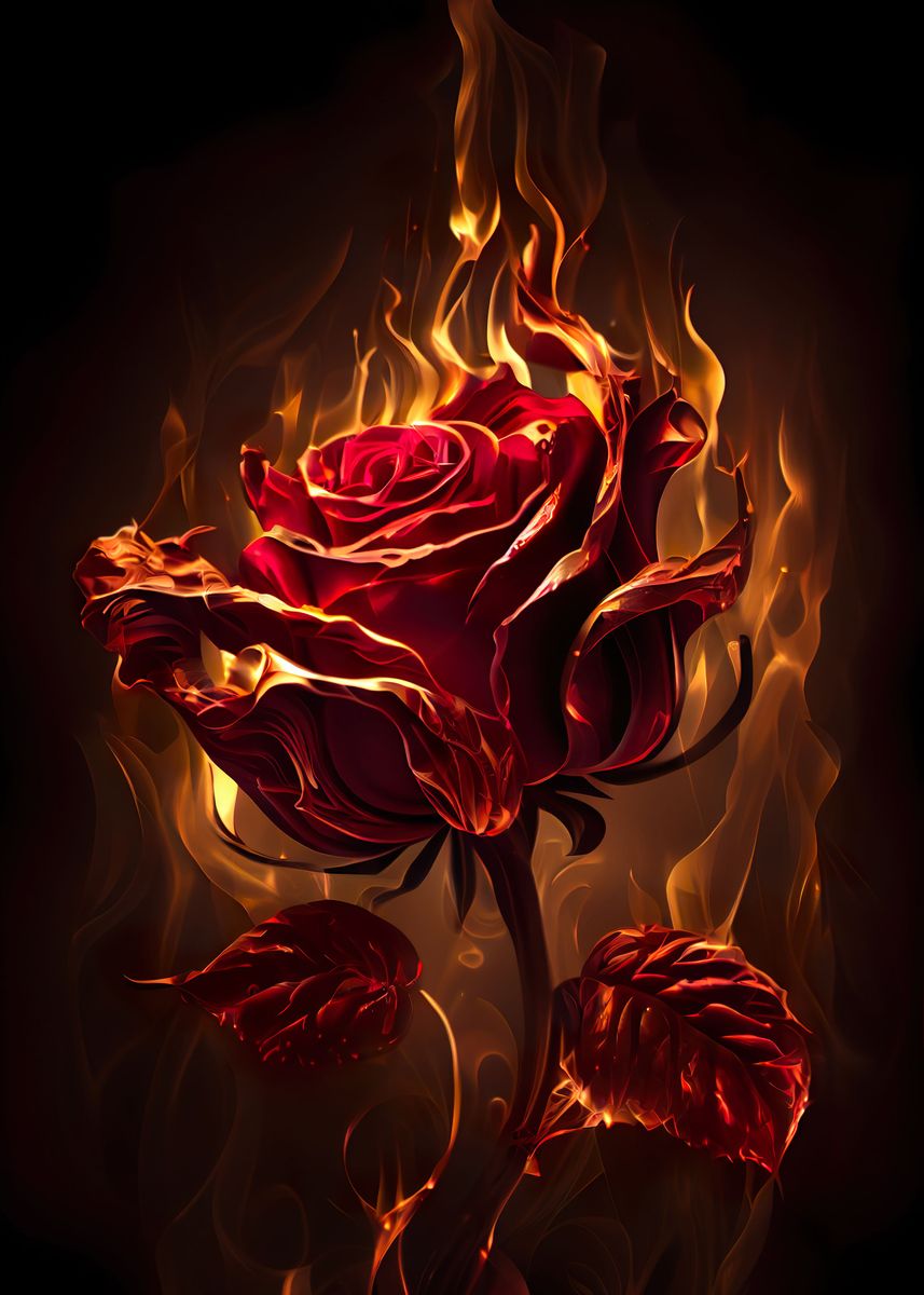 &lsquo;Burning Love v5&rsquo; Poster, picture, metal print, paint by TESSERACT 07