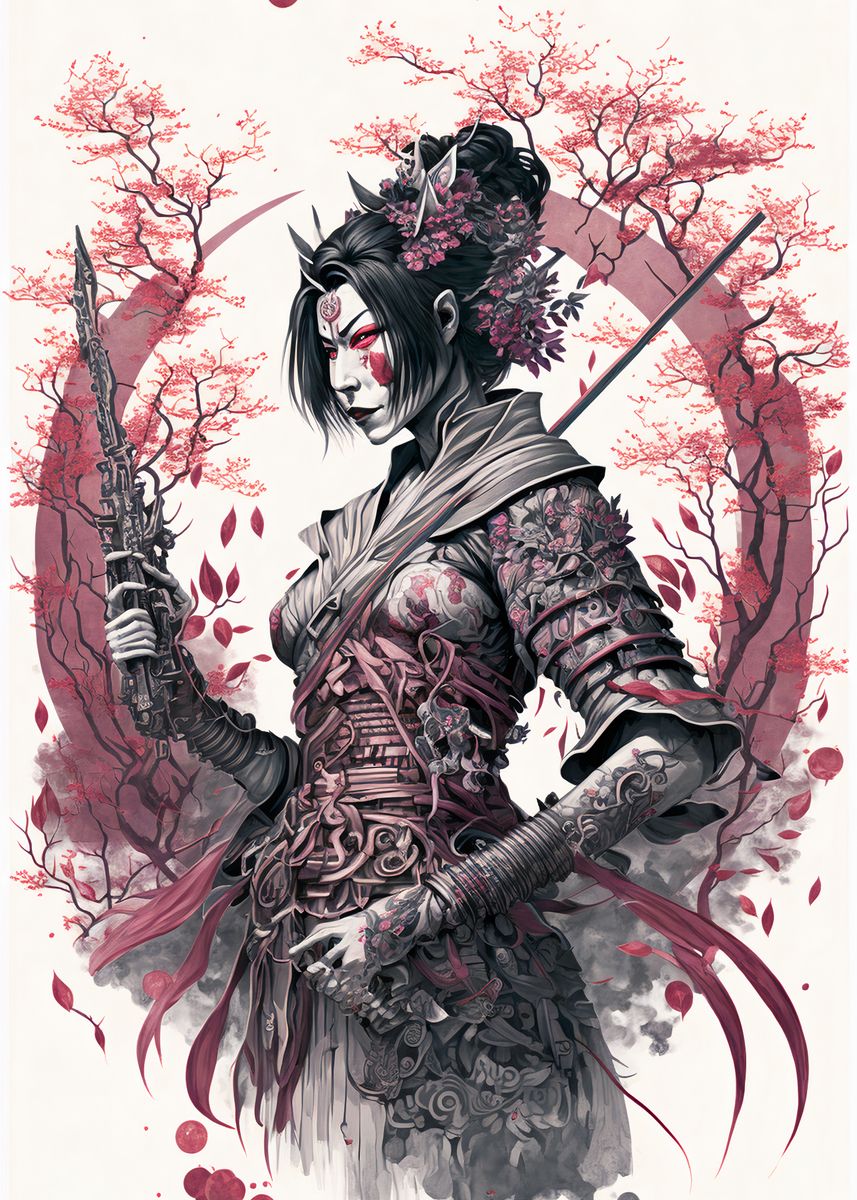 'Geisha Samurai' Poster, picture, metal print, paint by Graphic ...