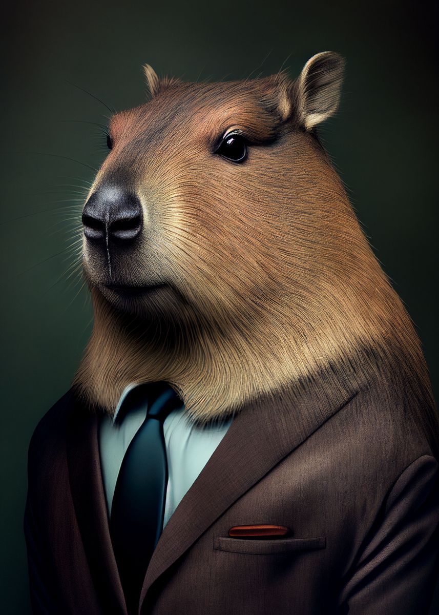 'Capybara Suit' Poster, picture, metal print, paint by DecoyDesign ...
