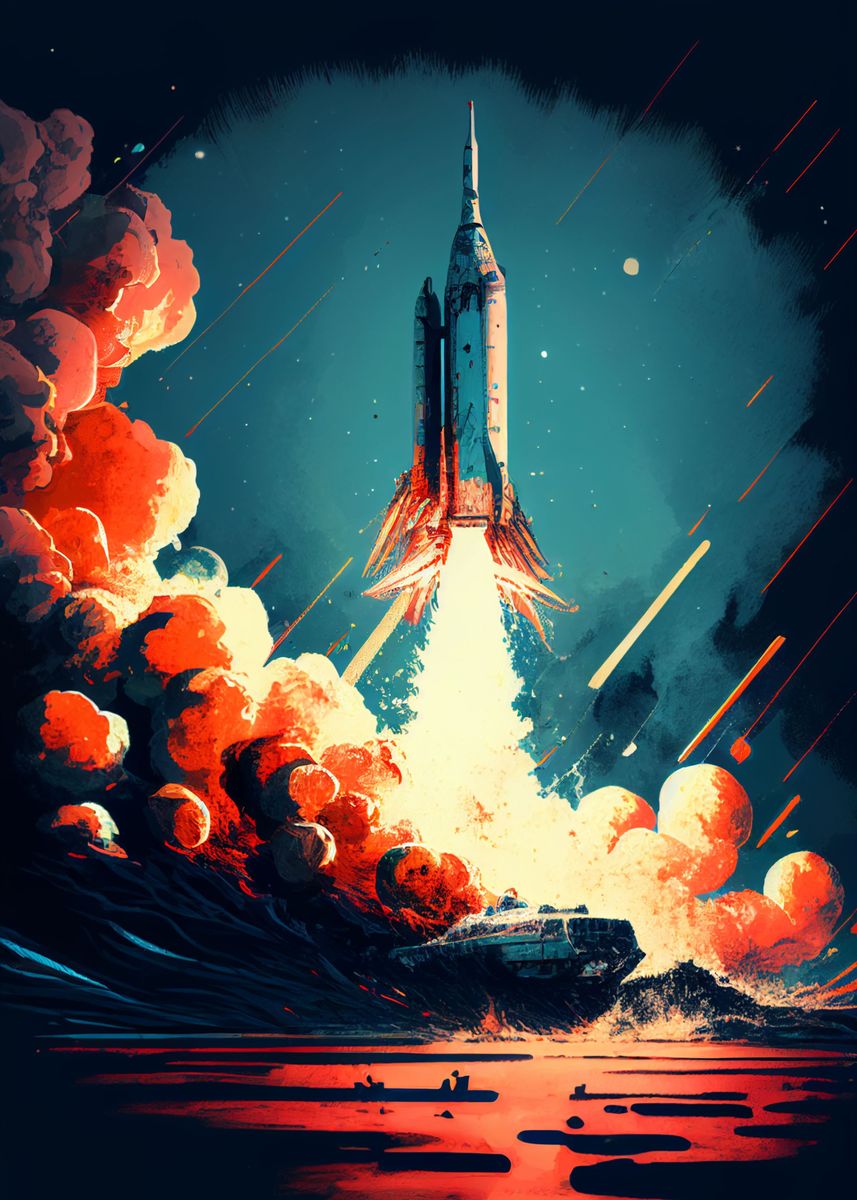 'Rocket Blastoff' Poster, picture, metal print, paint by Media Editing ...