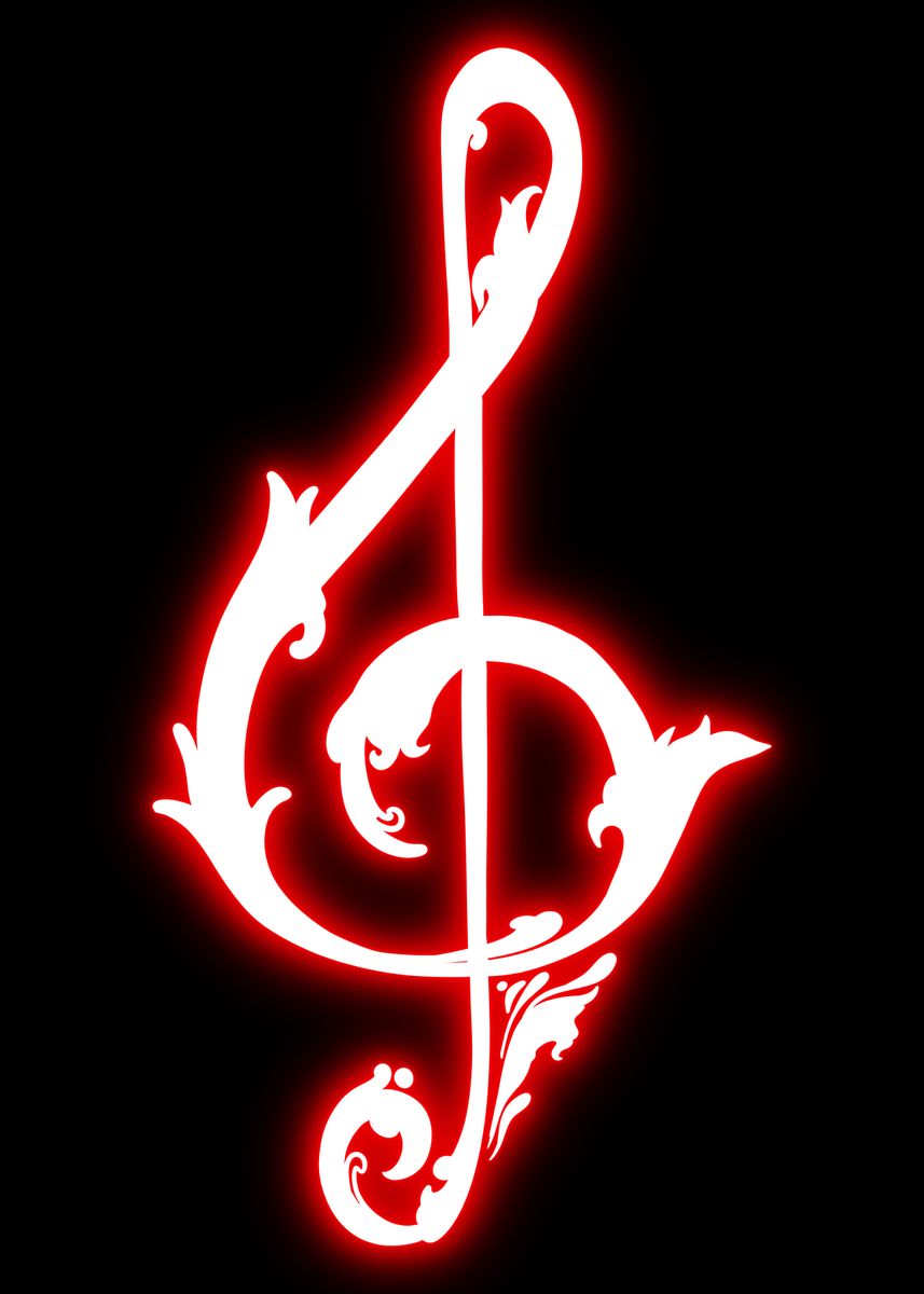 'Music sign neon' Poster, picture, metal print, paint by Minimalist ...