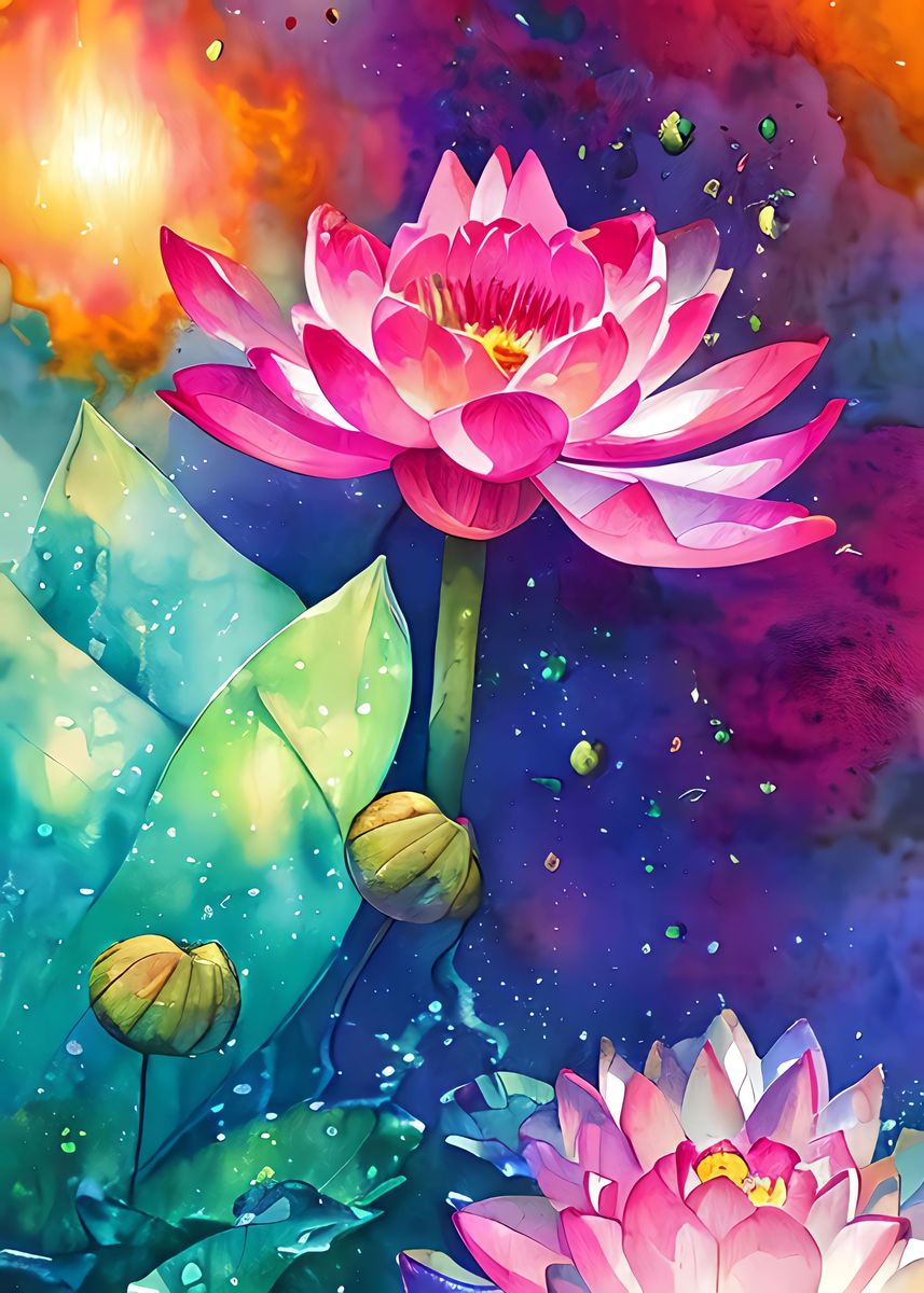 'Lotus Flower Water Color' Poster, picture, metal print, paint by Alex ...