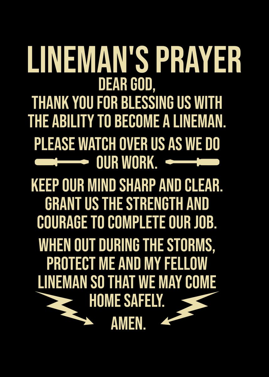 'Electrial Lineman Prayer' Poster by bobbyMC Displate