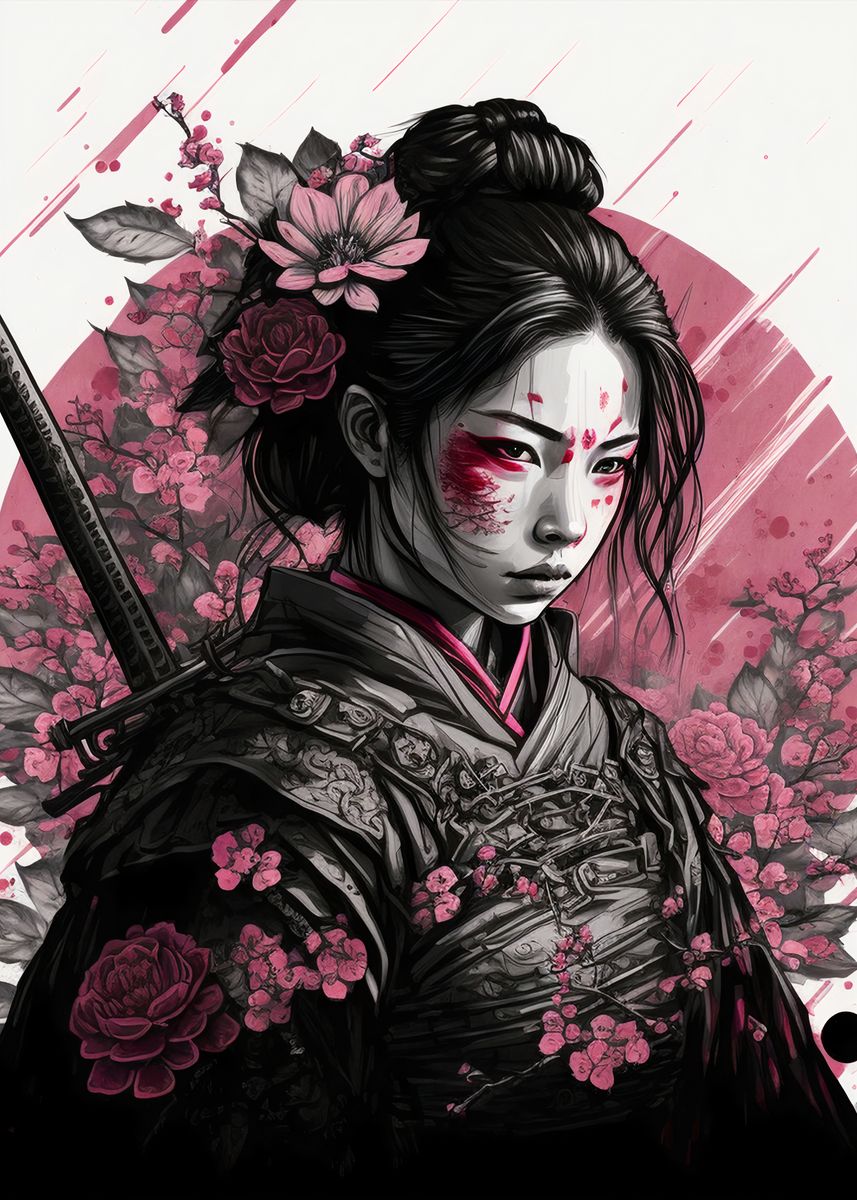 'Geisha Samurai' Poster, picture, metal print, paint by Graphic ...