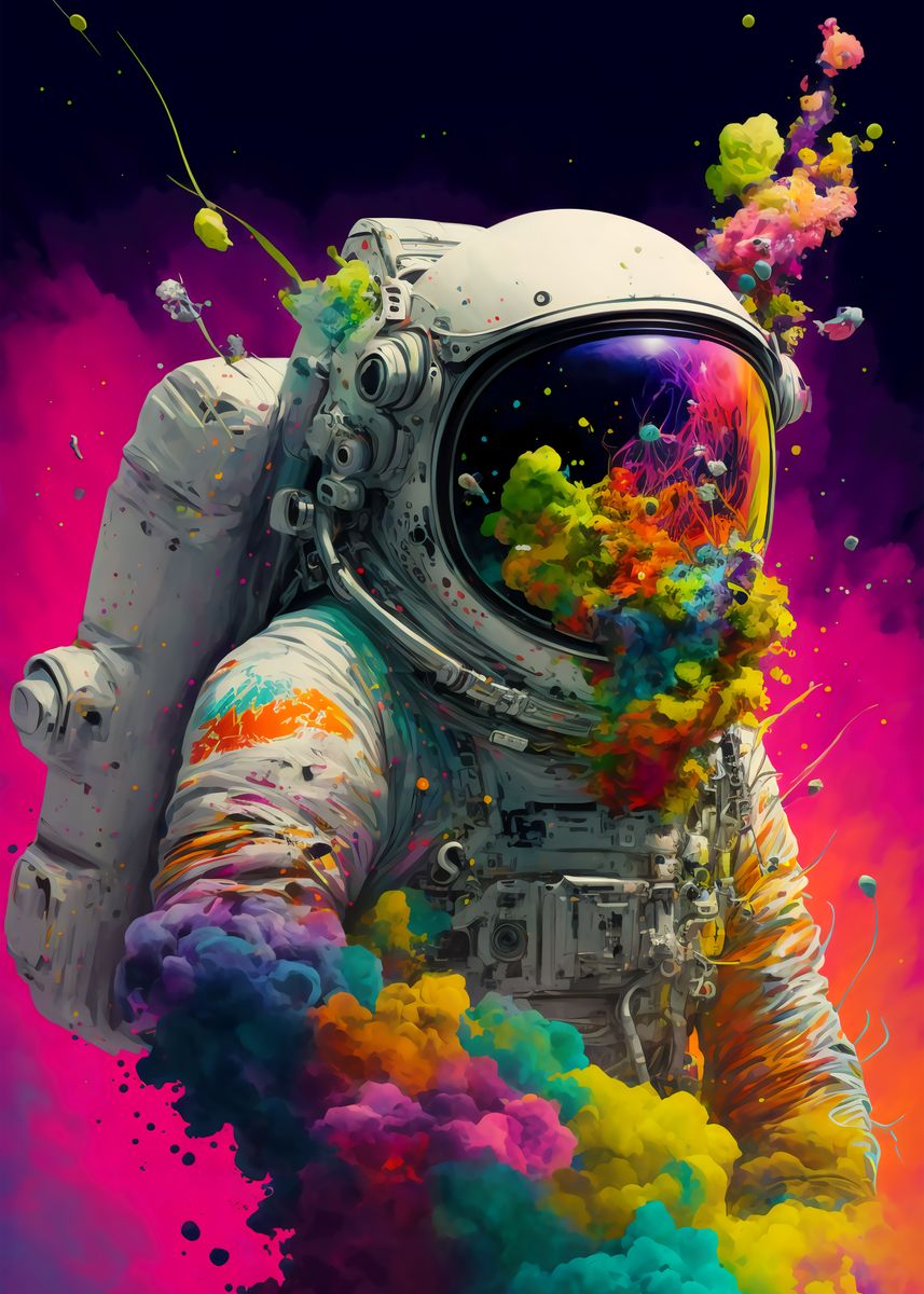 'Psychodelic Astronaut' Poster, picture, metal print, paint by Mr ...