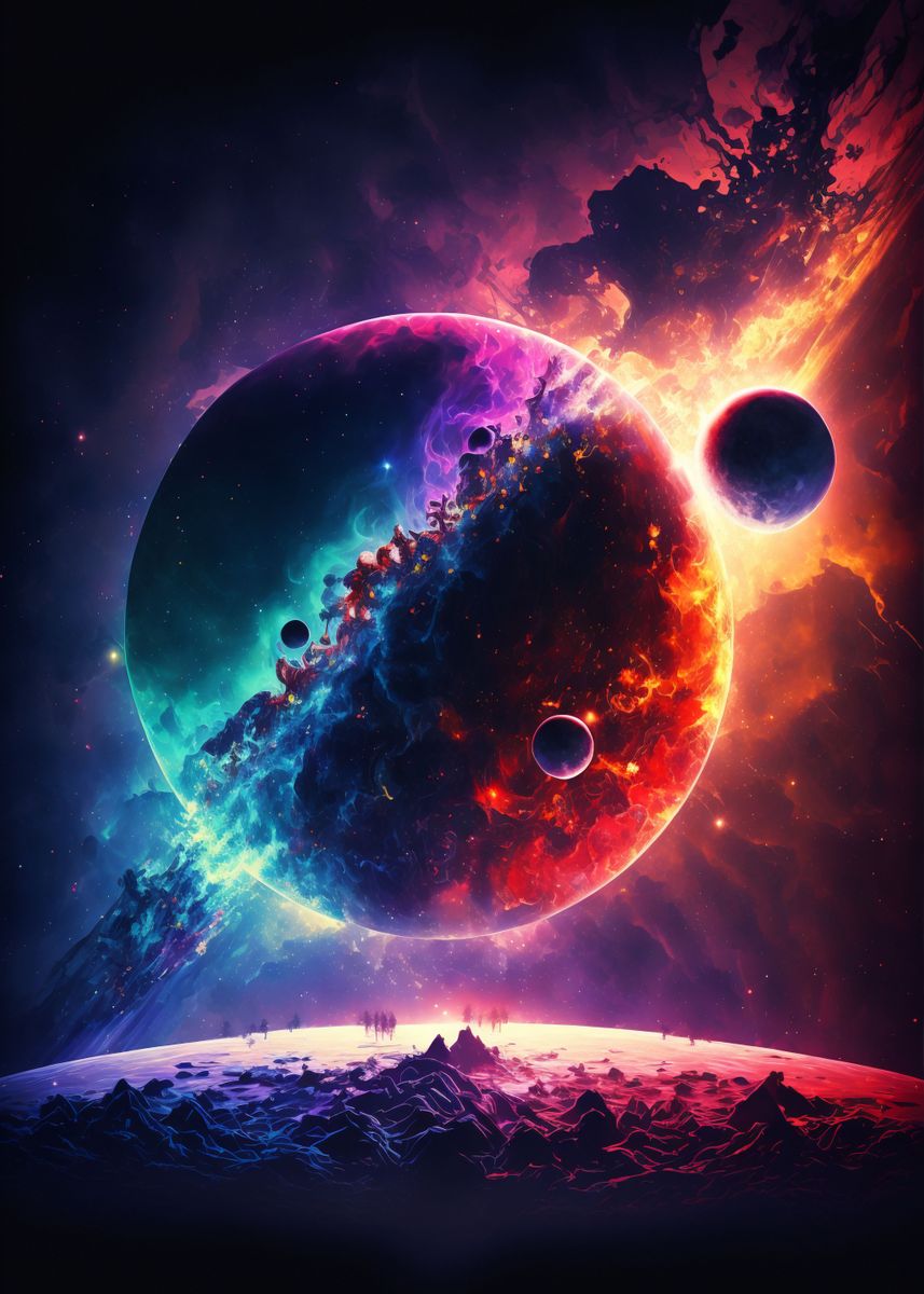 'Collapsion of Planets 7' Poster, picture, metal print, paint by ...