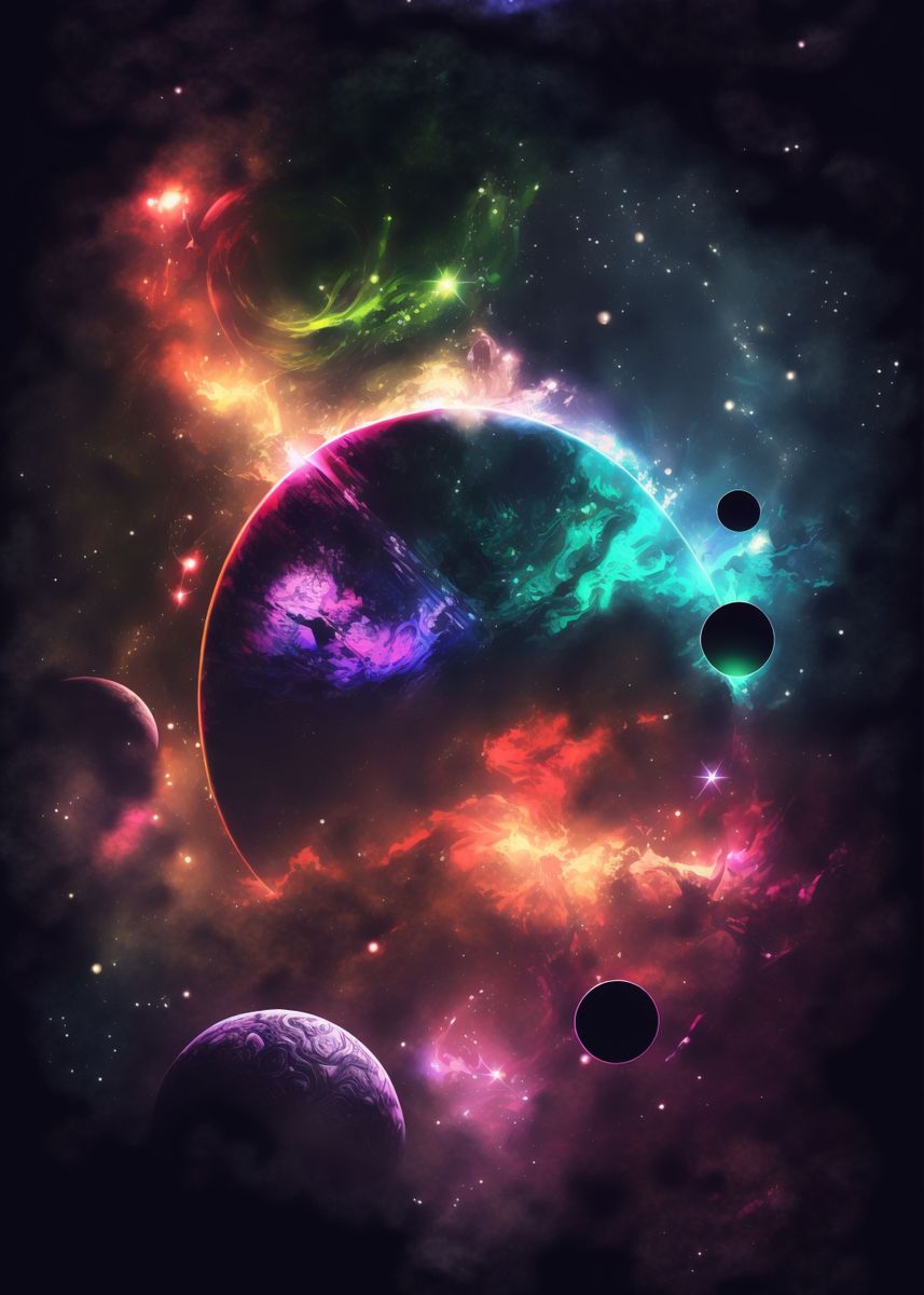 'Collapsion of Planets 3' Poster, picture, metal print, paint by ...