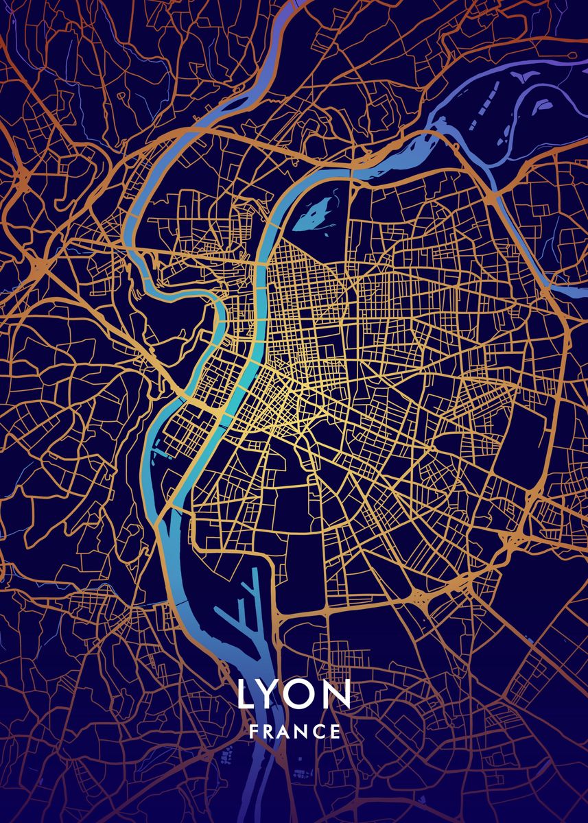 'Lyon' Poster, picture, metal print, paint by Miracle Studio | Displate