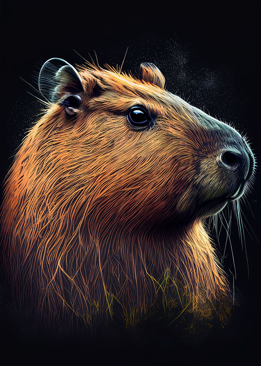‘Capybara Drawing’ Poster by DecoyDesign | Displate