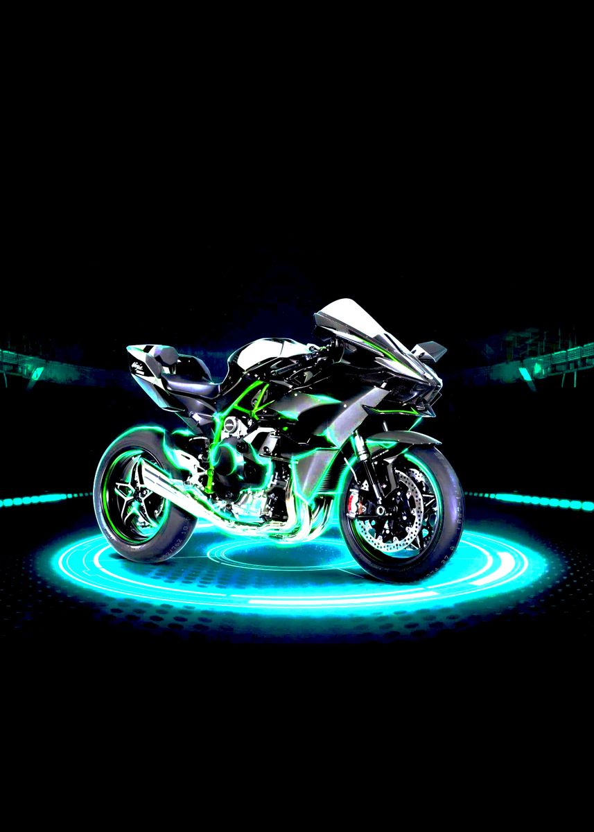 'Kawasaki Ninja H2 R' Poster, picture, metal print, paint by Sam Gong ...