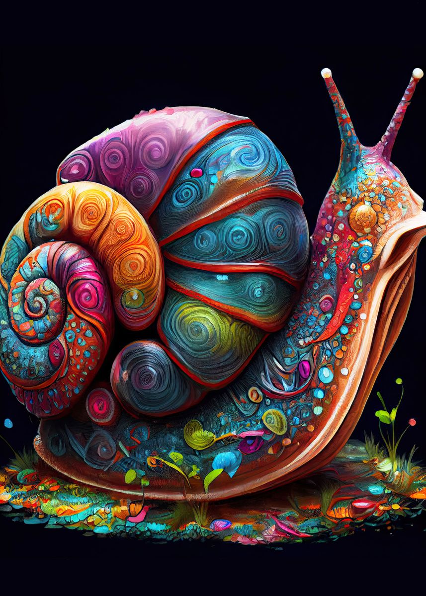 'the Patient Snail' Poster, Picture, Metal Print, Paint By Kingdom Of 