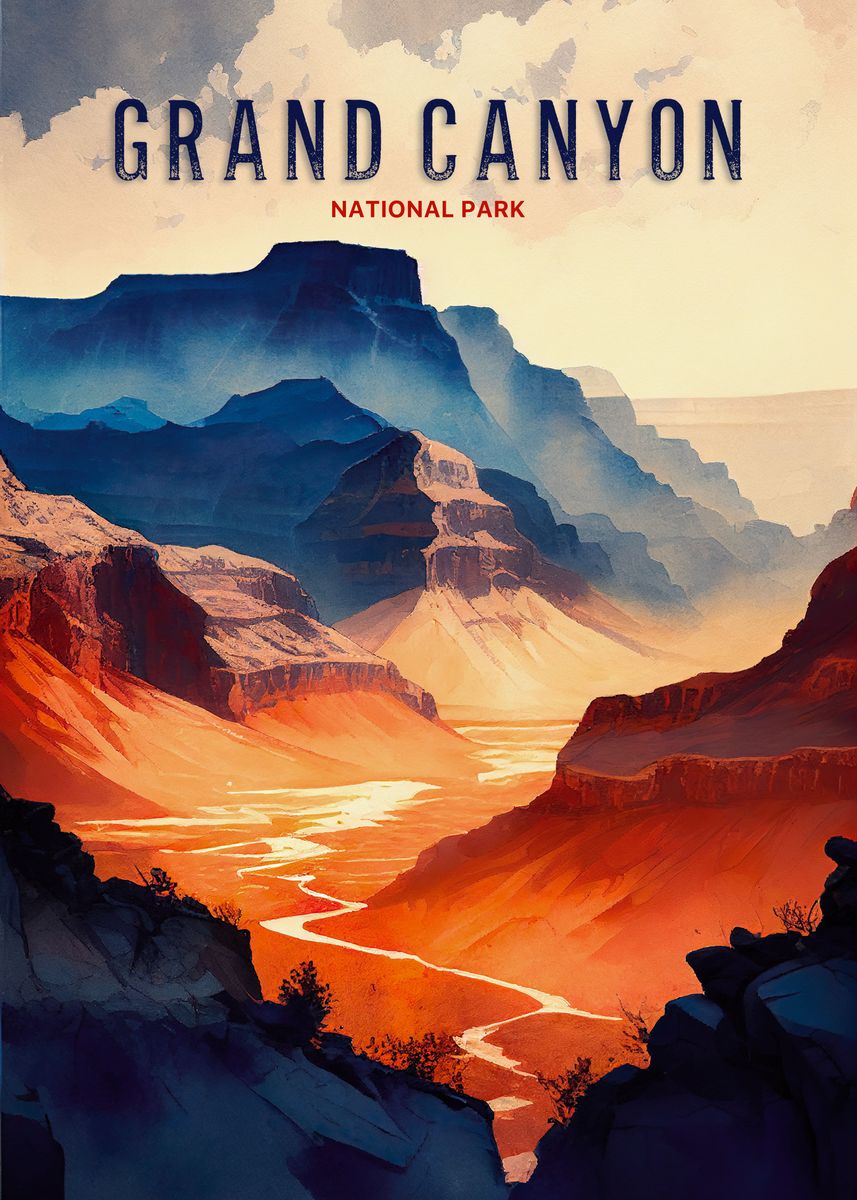 'Grand Canyon Watercolor' Poster, picture, metal print, paint by Cris ...