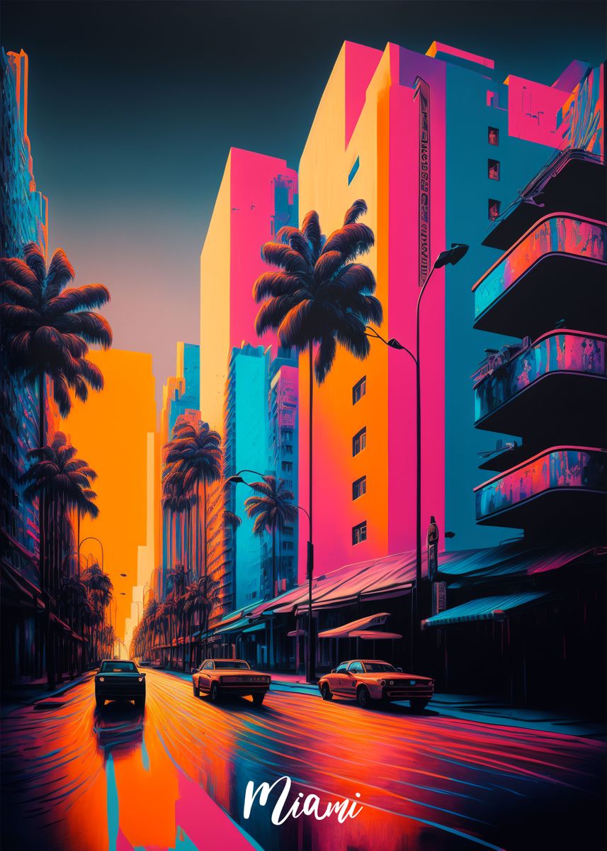 'Artsy Miami 1' Poster, picture, metal print, paint by BnWDesigner ...