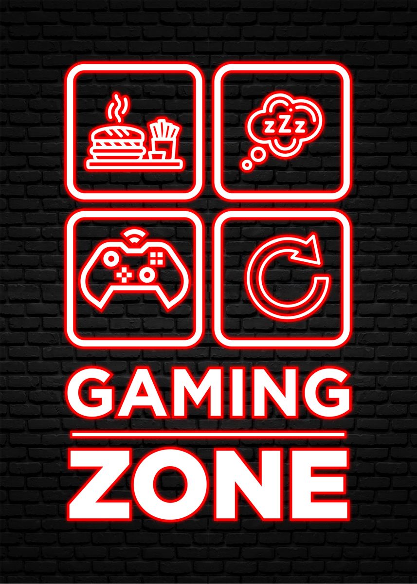 'gaming zone' Poster, picture, metal print, paint by Exclusive Metal ...