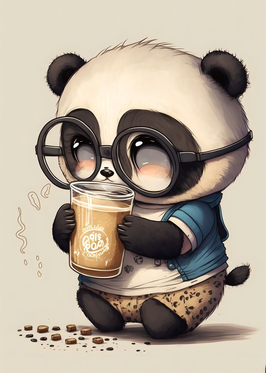 'Panda Coffee' Poster, picture, metal print, paint by FusionDesigns ...