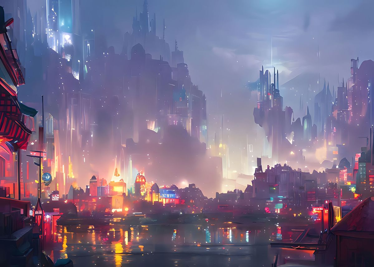 'Fantastic City Artwork' Poster by Alex Bayu Displate