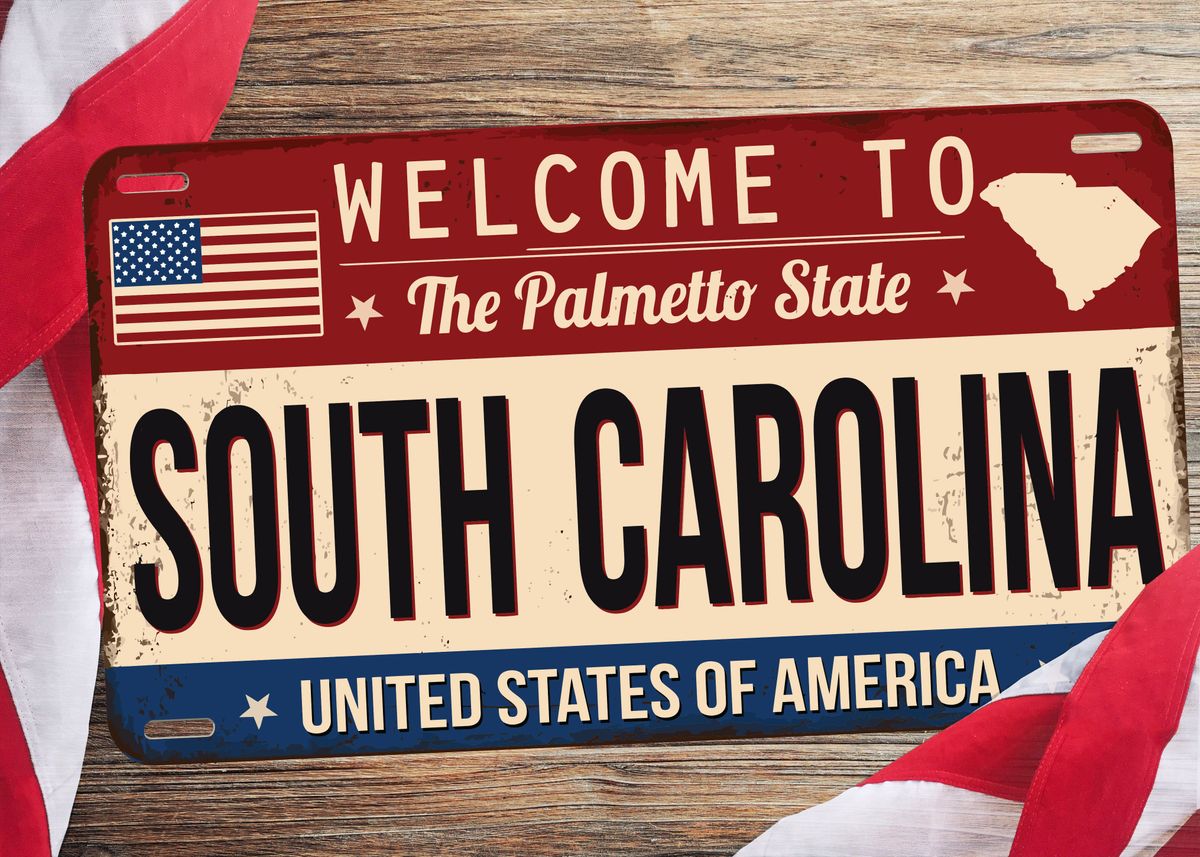 'SOUTH CAROLINA PLATES' Poster by Paulix Bed Displate