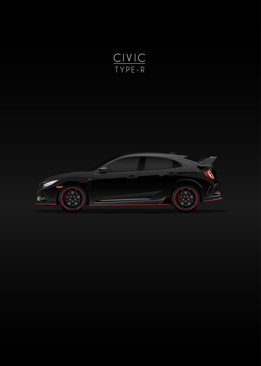 'Honda Civic Type R' Poster, picture, metal print, paint by Ahmad Nur ...