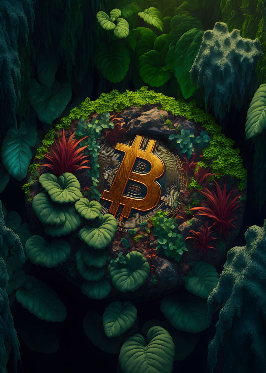 'Bitcoin logo BTC in jungle' Poster by Crypto Révolution | Displate