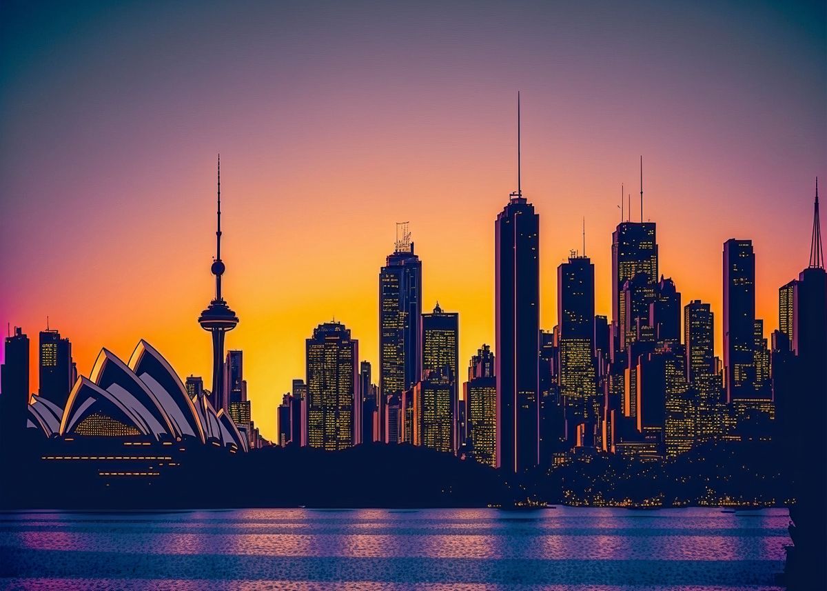 'Sydney Cityscape' Poster by Steel Canvas Creations Displate