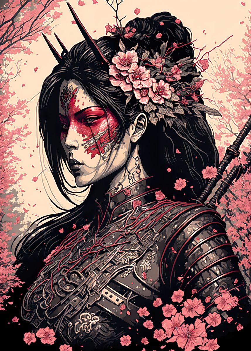 'Sakura Geisha Devil' Poster, picture, metal print, paint by Dennex ...