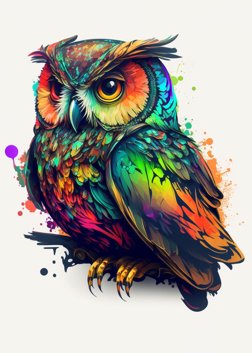 'Owl' Poster, picture, metal print, paint by 24Pixel | Displate