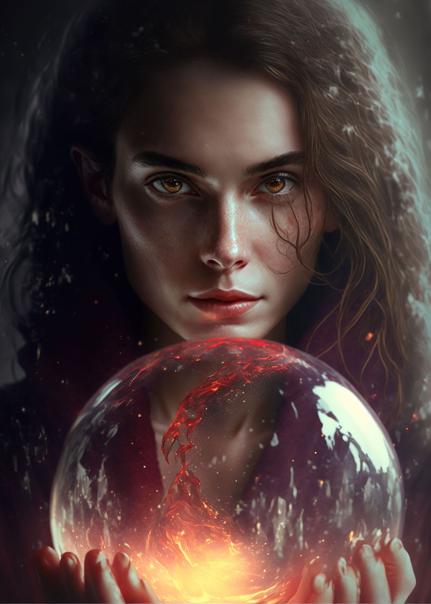 ‘Witch Crystal Ball’ Poster, picture, metal print, paint by Youwantit