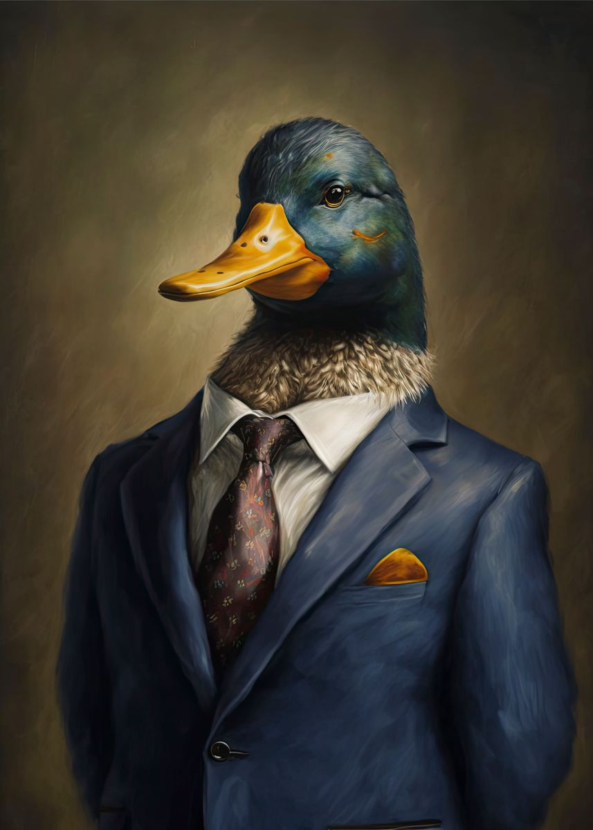 'Duck in a suit' Poster by KyzArt | Displate