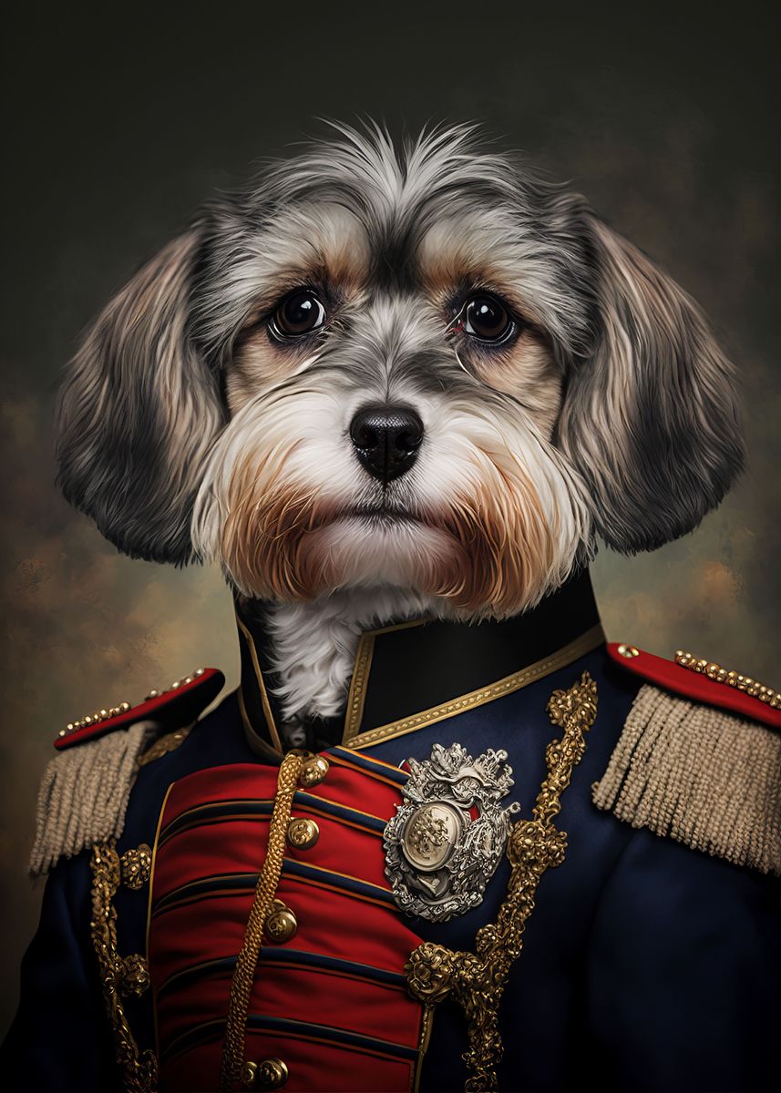 ‘Dog in Military Uniform’ Poster, picture, metal print, paint by Bailey