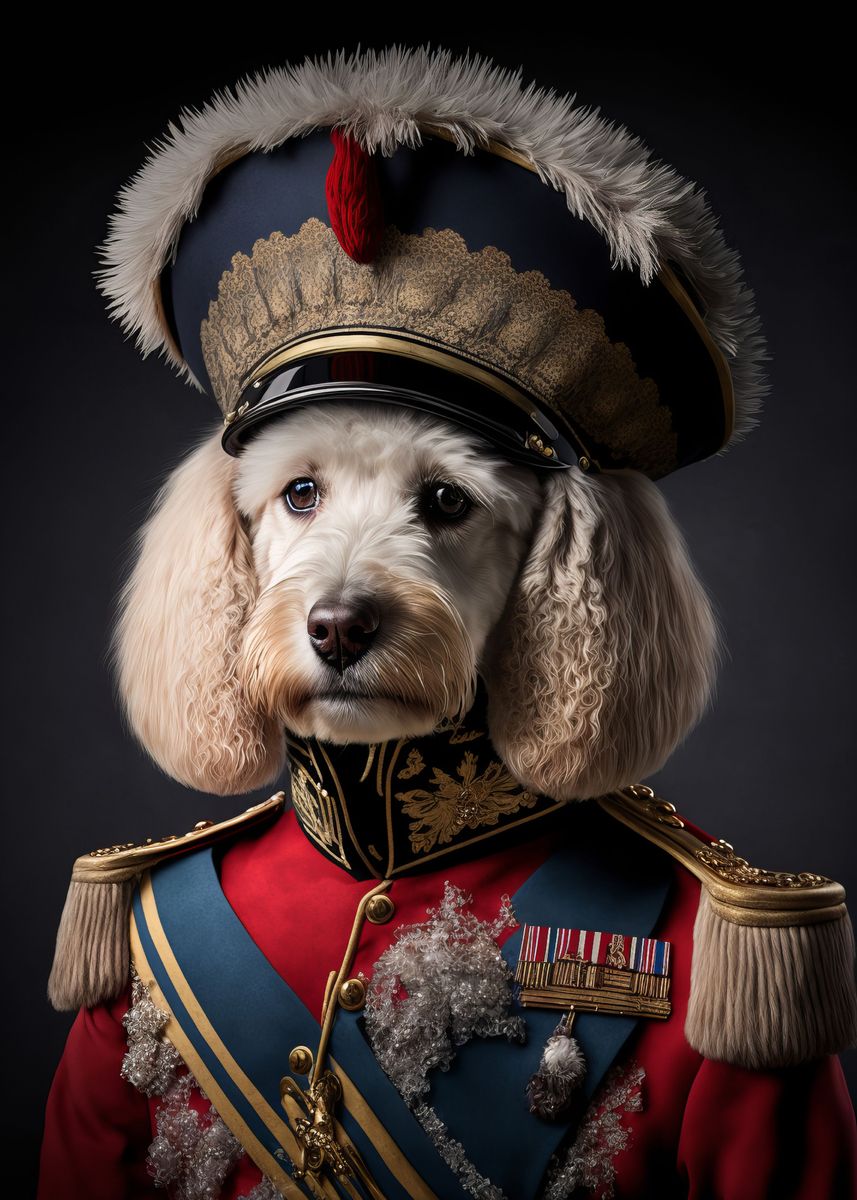 ‘Dog in Military Uniform’ Poster, picture, metal print, paint by Bailey