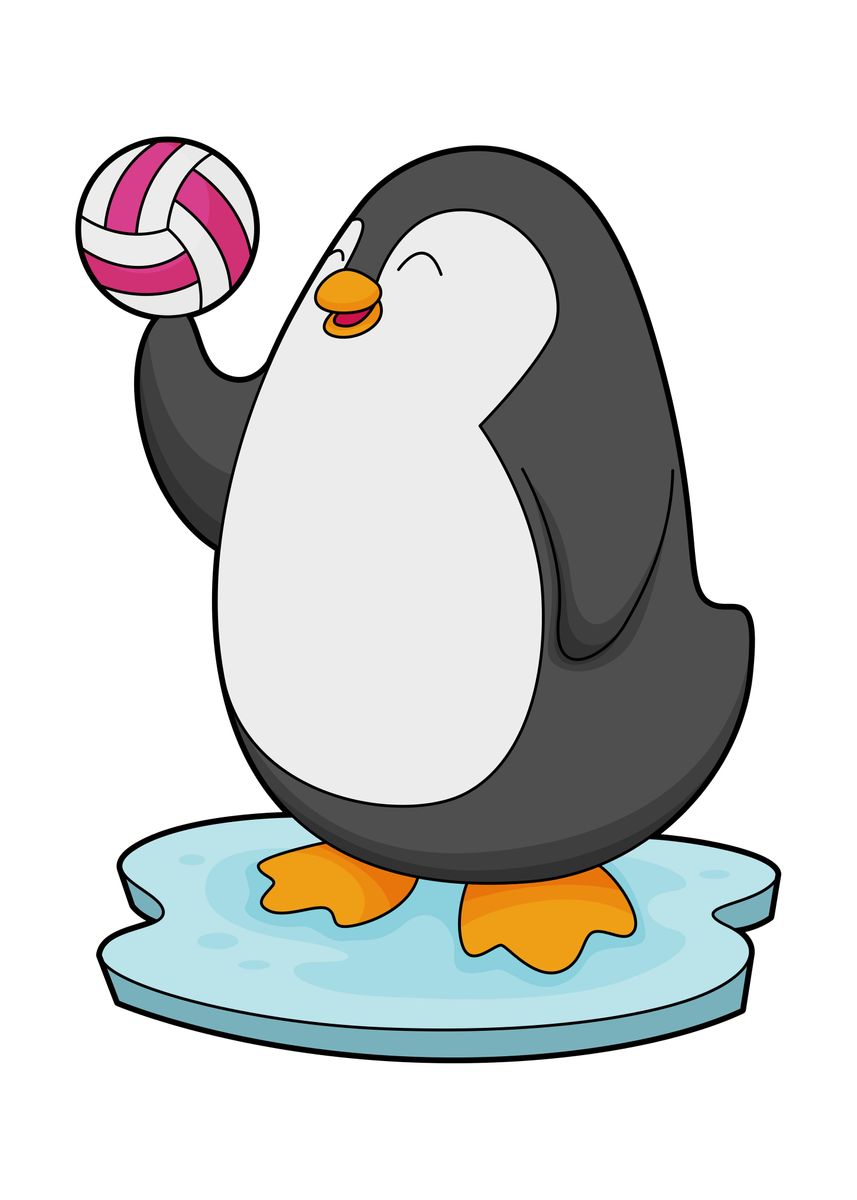 'Penguin Volleyball Sports' Poster, picture, metal print, paint by