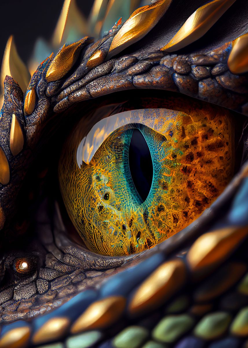 'dragon Eye Green Poster ' Poster, Picture, Metal Print, Paint By Mk 