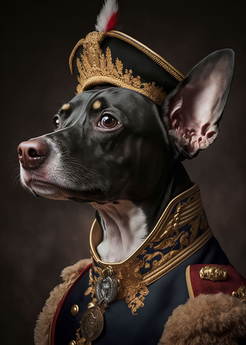 ‘Dog in Military Uniform’ Poster, picture, metal print, paint by Bailey