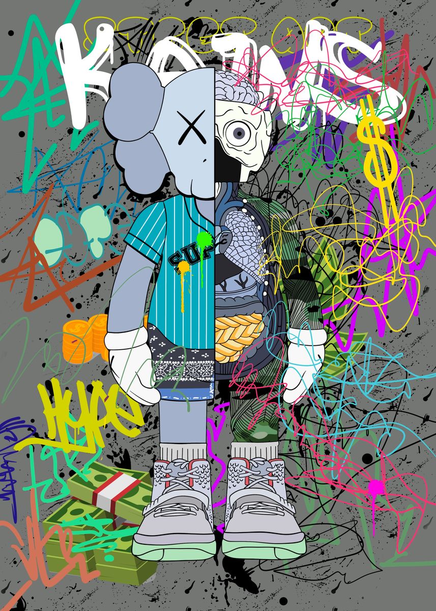 'Abstract art kaws' Poster, picture, metal print, paint by Biopic ...