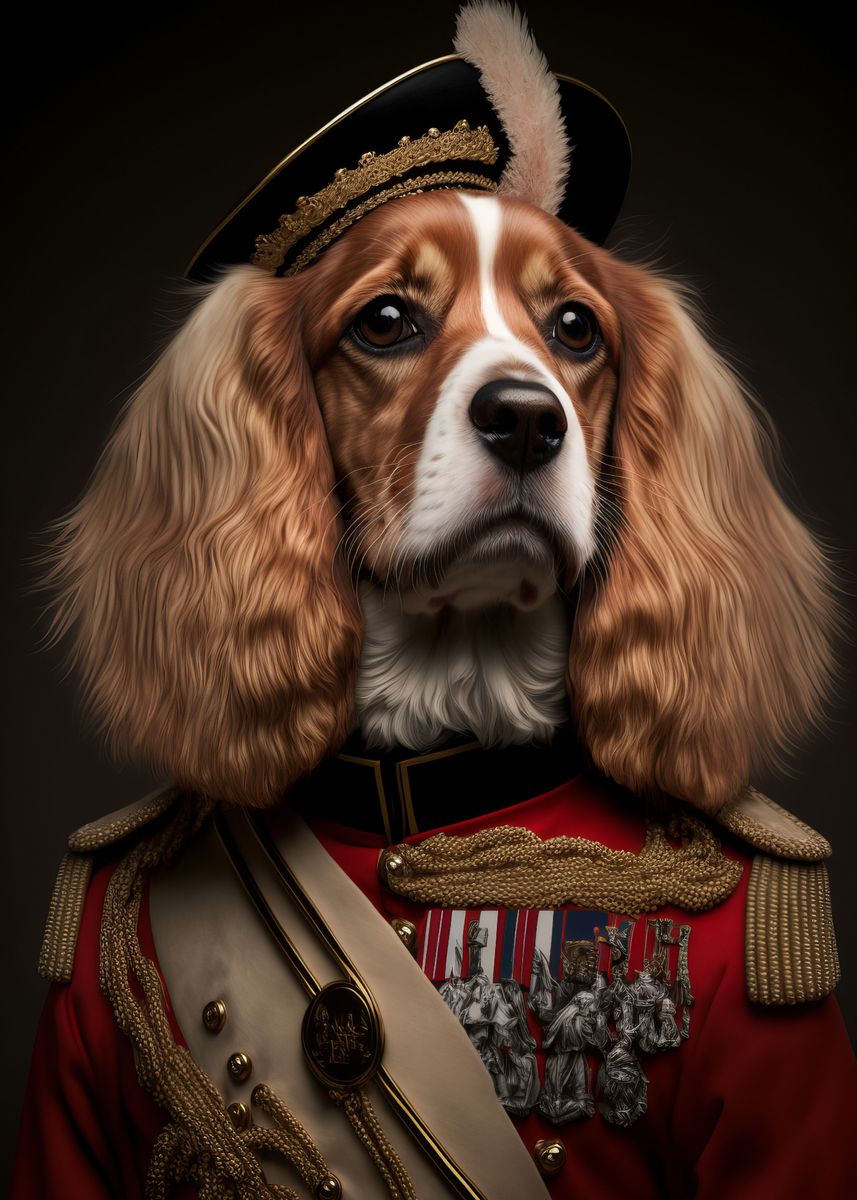‘Dog in Military Uniform’ Poster, picture, metal print, paint by Bailey