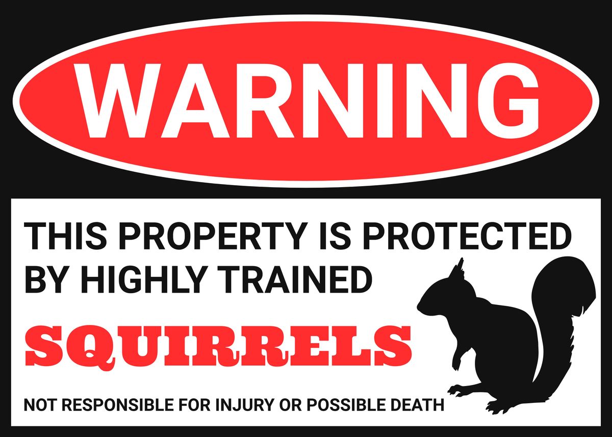 'Property Warning Squirrels' Poster by StoicMindset Displate