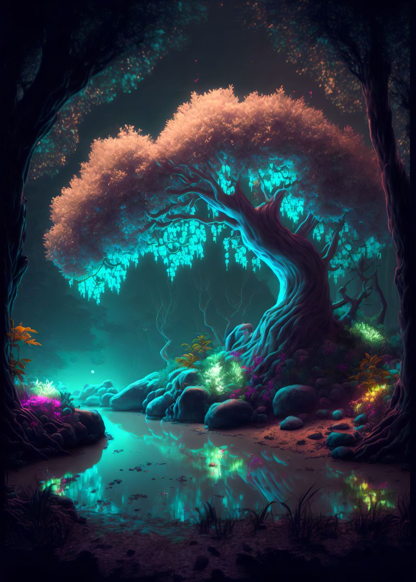 'Luminous Tree' Poster, picture, metal print, paint by Iamsentient ...