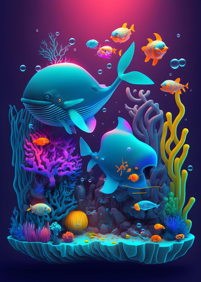 'underwater Life' Poster, Picture, Metal Print, Paint By Marcelo Vieira 