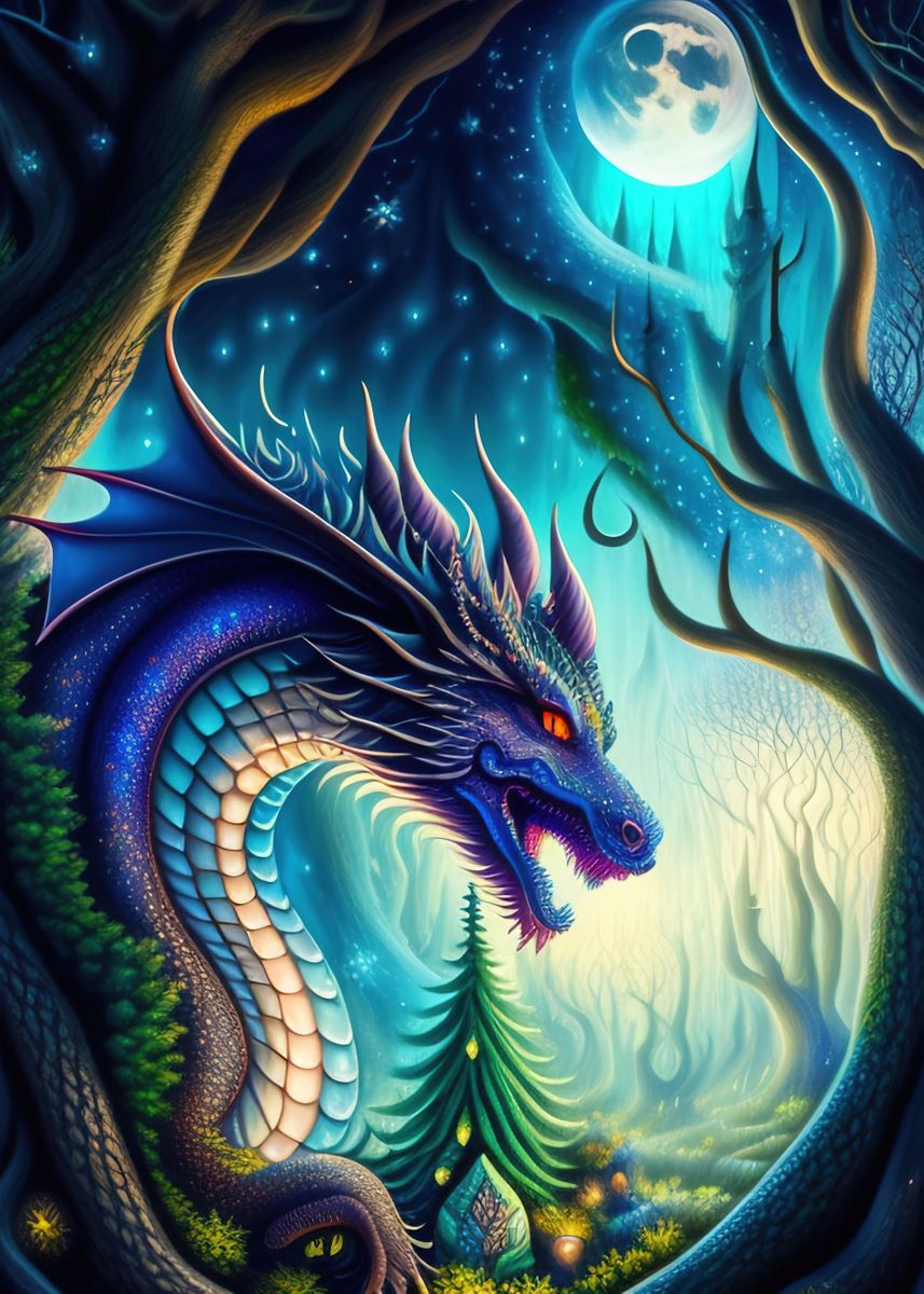 'fantasy Blue Dragon' Poster, Picture, Metal Print, Paint By Travel ...