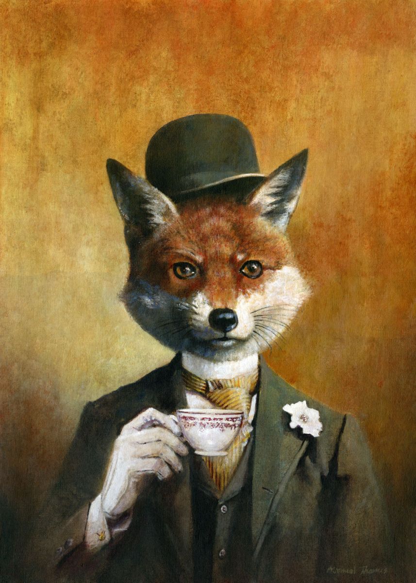 'Teatime Mr Fox' Poster, picture, metal print, paint by Michael Thomas ...