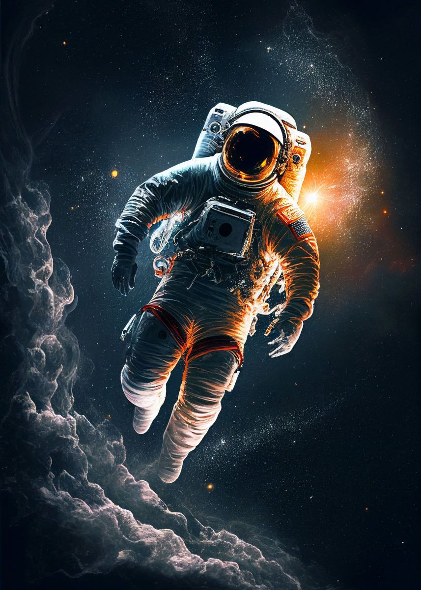 'Astronaut floting in space' Poster, picture, metal print, paint by ...