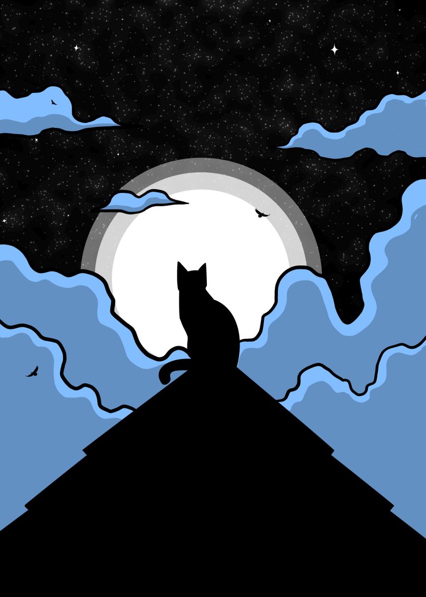 'Moonlight' Poster, picture, metal print, paint by ArtThree Studio ...