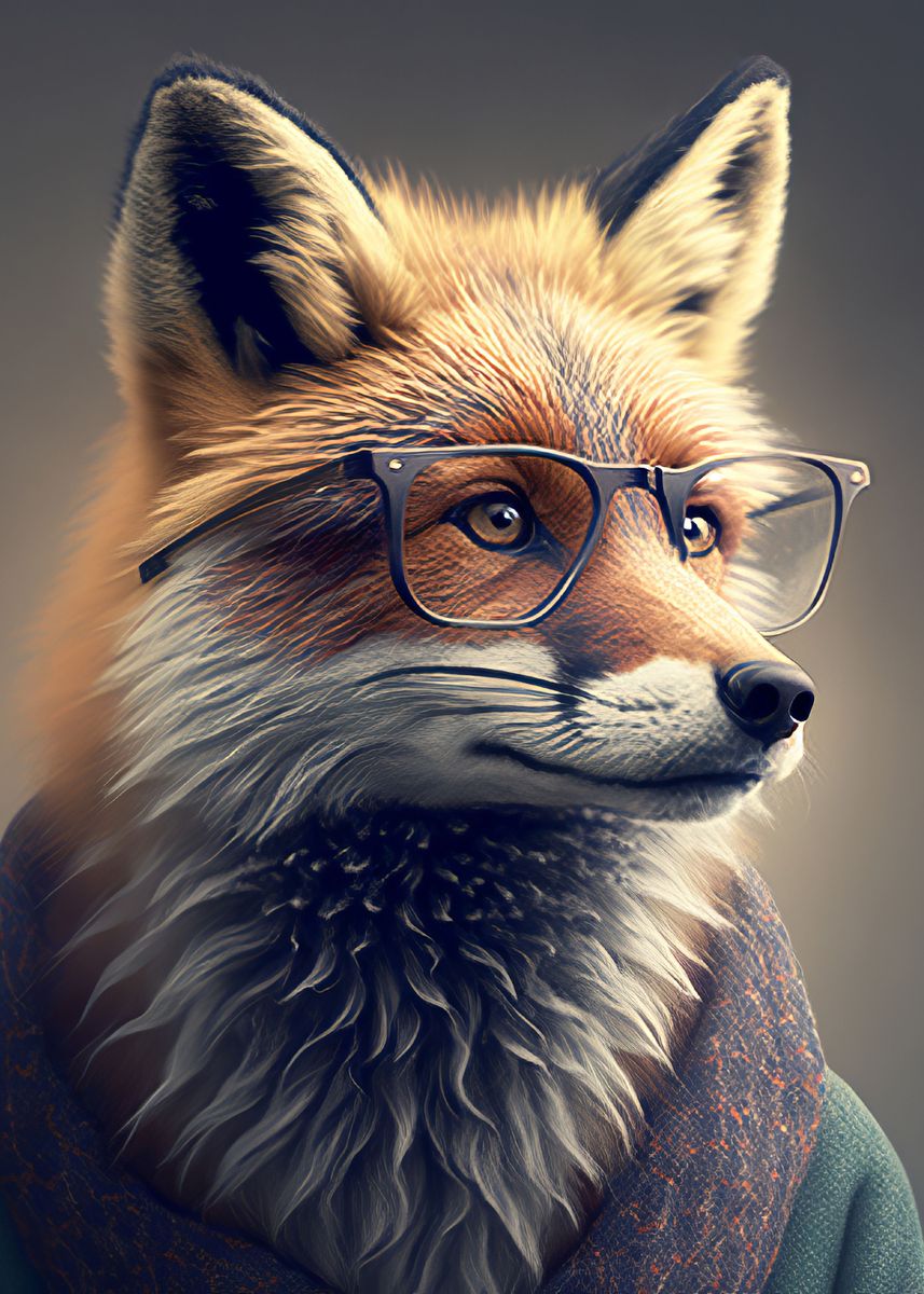 'Hipster Fox in Clothes' Poster, picture, metal print, paint by Bailey ...