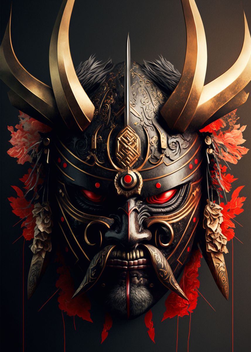 'Samurai Mask' Poster by BORISLAV DIMCHEV Displate