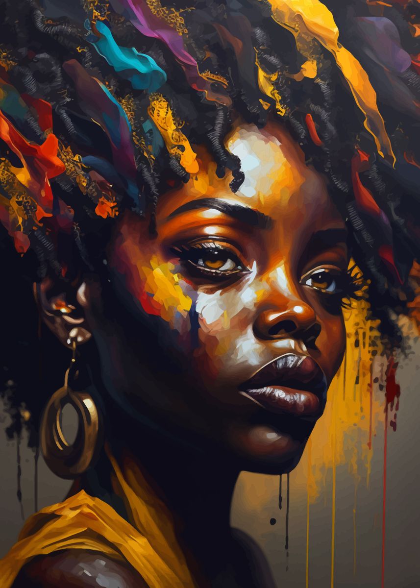 'African Girl' Poster, picture, metal print, paint by Monika Bürger ...