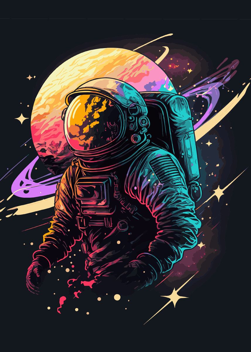 'Astronaut In Outer Space' Poster, picture, metal print, paint by ...
